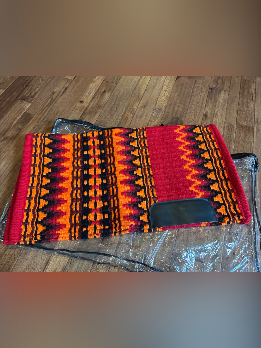 Western saddle Red & Orange Patterned new with bag 34 x 36